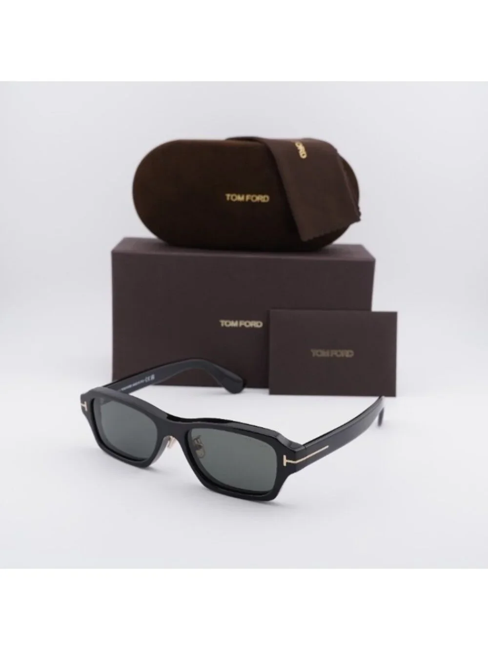 Tom Ford FT1351-D 01A Sunglasses Shiny Black Rectangle Frame, Smoke Lenses
